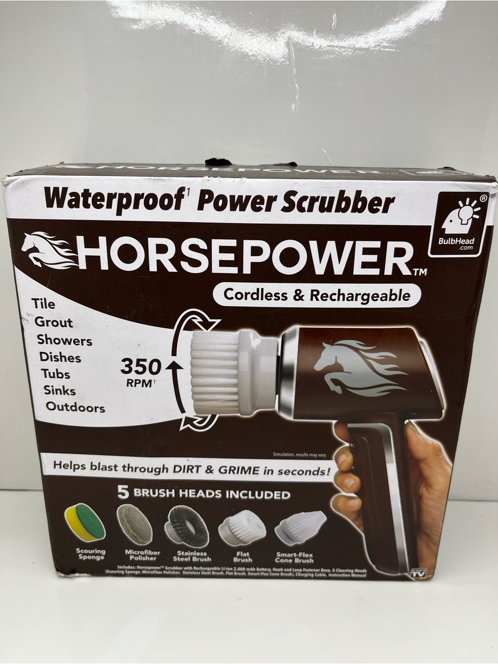 Cordless & Rechargeable Power Scrubber — Brown